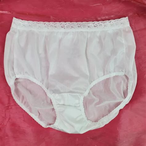 vtg sheer panties shiny silky nylon gusset w lace size 7 sissy sexy
