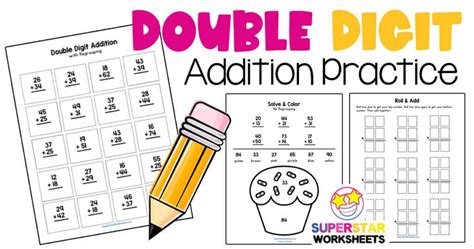 double digit addition  regrouping superstar worksheets