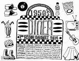 50s Diner 1950s Poodle Party sketch template