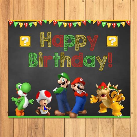 Super Mario Brothers Happy Birthday Sign Super Mario Etsy Super
