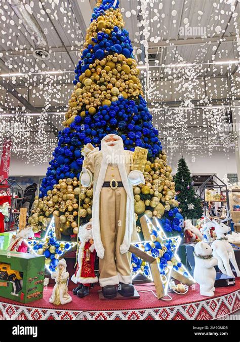 large figure  santa   christmas tree   supermarket dnipro