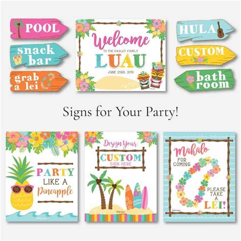 celebration circle printable luau themed party kit templates