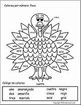 Spanish Coloring Pages Color Turkey Worksheets Thanksgiving Number French Printable Sheet Worksheet Math Alphabet Numbers Colouring Elementary Abcteach Kids Class sketch template