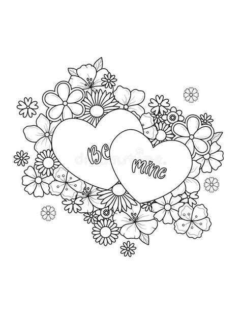 valentines day coloring page  adult stock illustration