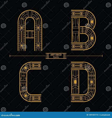alphabet art deco style   set abcd stock vector illustration  scroll element