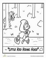 Hood Riding Red Little Wolf Coloring Worksheet Pages Worksheets Education Nursery Fairy Tales Rhyme Ridding Kids Preschool Read Choose Board sketch template