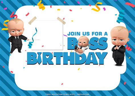 boss baby birthday invitation templates  cute triplets