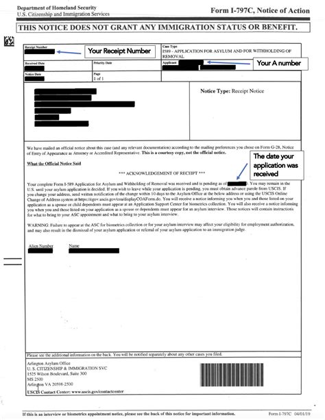 uscis asylum application receipt notice resources  asylum seekers