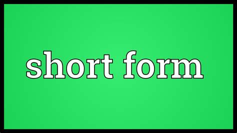 short form meaning youtube