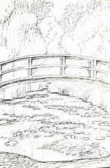 Monet Manet Haystacks Pond sketch template