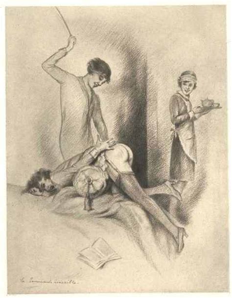 eugene reunier french erotic art girls spanking on the bed