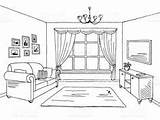 Room Living Drawing Clipart Sketch Interior Outline Bedroom Illustration Architecture Sketches Vector Graphic Color Perspective Clip Beautiful Freshouz Prospettiva Centrale sketch template