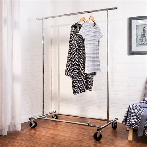 collapsible expandable rolling garment rack chrome