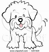 Puppy Clipart Dog Cartoon Cute Maltese Fluffy Coloring Tail Wagging His Dogs Pages Vector Puppies Royalty Character Clip Small Maltipoo sketch template