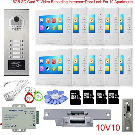 rfid  multi call buttons home security video phone intercom gb video recording  color
