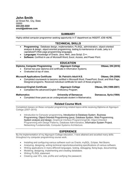 computer programmer resume sample template