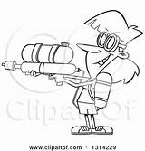 Water Gun Cartoon Clipart Soaker Illustration Playful Armed Woman Lineart Royalty Toonaday Outline Vector Spraying Boy Leishman Ron Rf Clip sketch template