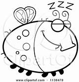 Chubby Outlined Sleeping Fly Clipart Cartoon Cory Thoman Coloring Vector 2021 sketch template