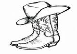 Boots Cowboy Coloring Pages Cowgirl Printable Hat Drawing Getdrawings Getcolorings Color sketch template