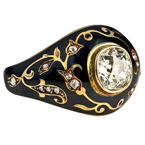 antique black enamel diamond ring  stdibs antique enamel ring