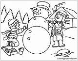Winter Pages Coloring Snowman Making Sneeuwpop Color Kids Coloringpagesonly sketch template