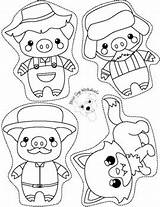 Pigs Little Puppets Subject Worksheets Kindergarten sketch template