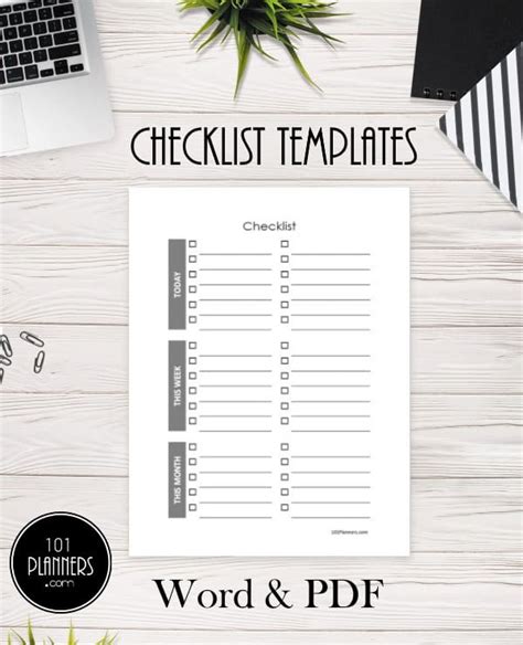 paper printable checklist template instant  multiuse template