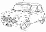 Mini Cooper Classic Drawing Para Colorear Coloring Pages Vw Dessin Drawings Cars Line Old Car Austin Anne Wallbank Dibujos Blanc sketch template