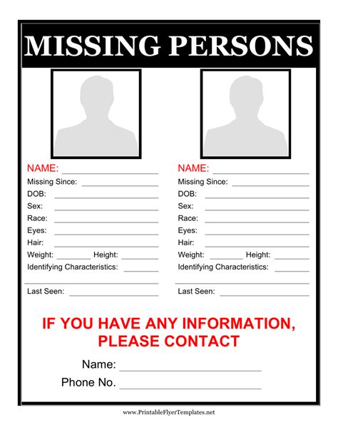 black missing person poster template   pictures