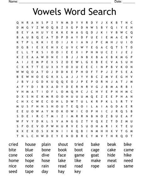 vowel word search