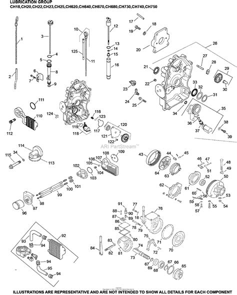 kohler ch  basic  hp  kw parts diagram  lubrication group    ch