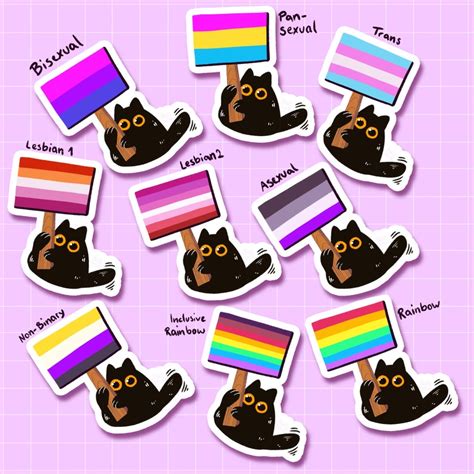 black cat lgbtq pride flag sticker etsy