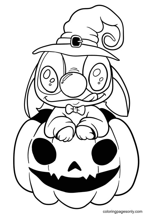 stitch  pumpkin coloring pages disney halloween coloring pages