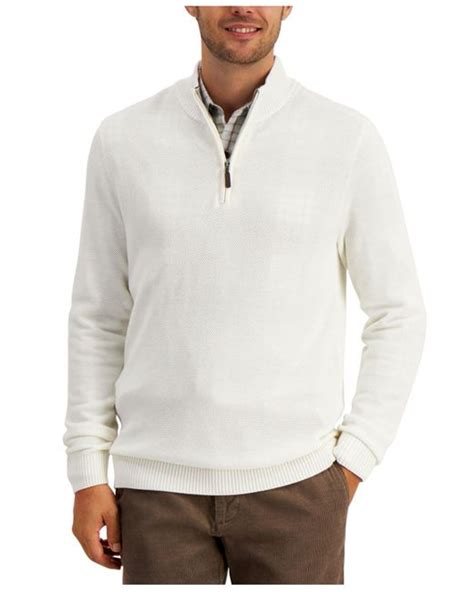 club room quarter zip textured cotton sweater created for macy s in