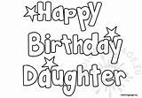 Birthday Happy Daughter Coloring sketch template