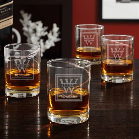 oakhill hand blown engraved whiskey glasses set of 4