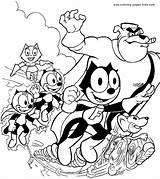 Felix Cat Coloring Pages Cartoon Color Printable Character Kids Characters Sheets Book Back Kid sketch template