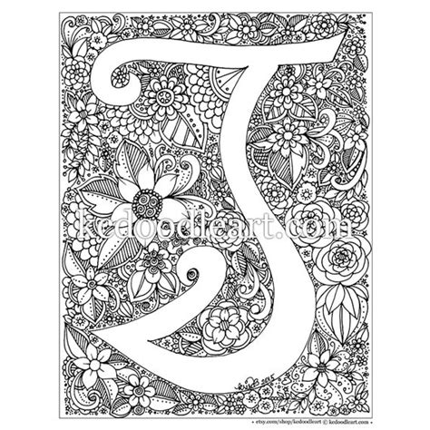 instant digital  adult coloring page letter