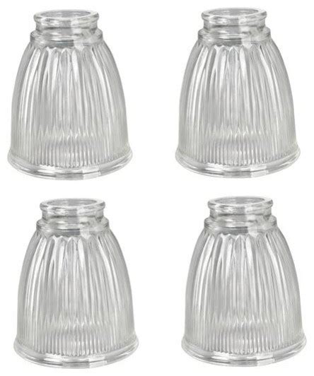 23025 4 replacement bell shaped clear ribbed glass shade 4 pack