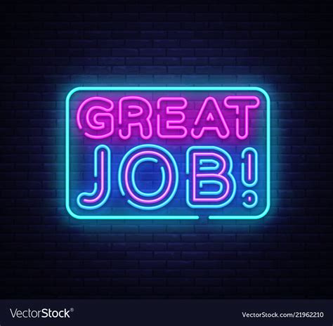 great job neon sign job design royalty  vector image