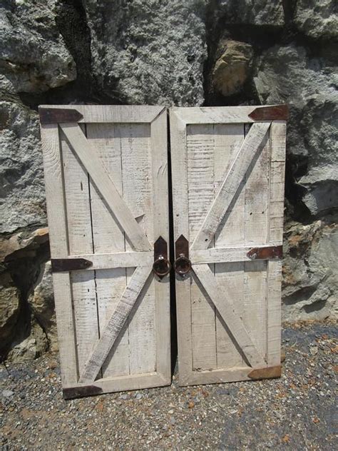 Pair Of Vintage Inspired Wood Shutter Barn Doors With Hardware Wall