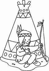 Indian Coloring Child Sitted Tepee Front His American Drawings Native Pages Printable Color Patterns Tipi Gif Printables sketch template
