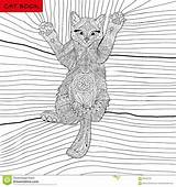 Zentangle Intricate Coloring Adults Book Doodling Pen Ink Cat Pattern Background Kitten Preview sketch template