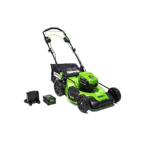 greenworks pro  volt brushless lithium ion    propelled cordless electric lawn mower