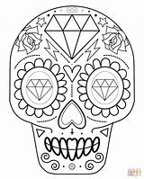 Coloring Skull Pages Diamonds Sugar Printable Drawing sketch template