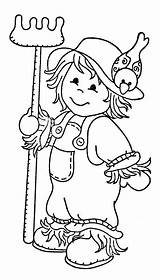 Coloring Pages Scarecrow Fall Clip Clipart Halloween Kids Crafts Printable Cute Girl Color Adult Clipartix Templates Thanksgiving Books Embroidery North sketch template