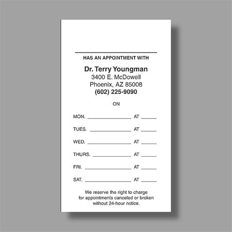 appointment card  examples format  examples