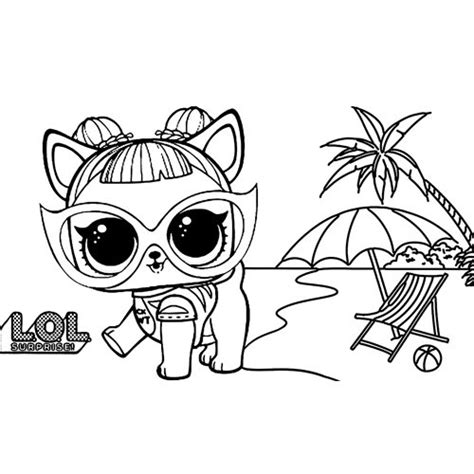 lol cute cat   beach coloring page  kids   coloring