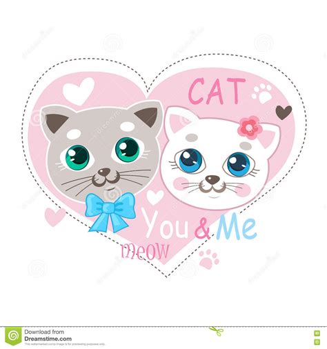 Little Cute Cat Vector Illustration Love Cat Cartoon