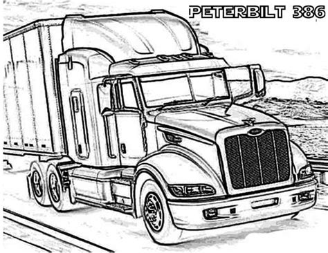 peterbilt  semi truck coloring page netart